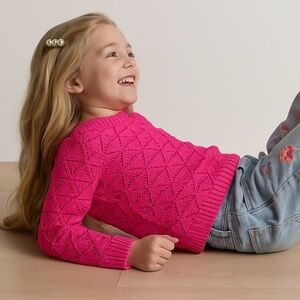 Jumping Beans® Pink Pointelle Crew Sweater